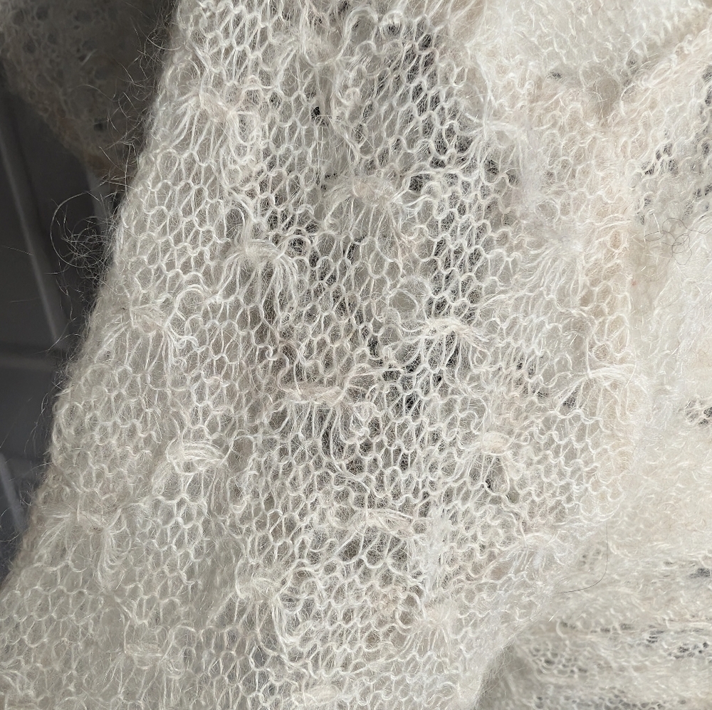 Free People Cream Ruffled Off-the-Shoulder Knit Sweater - Picture 6 of 8